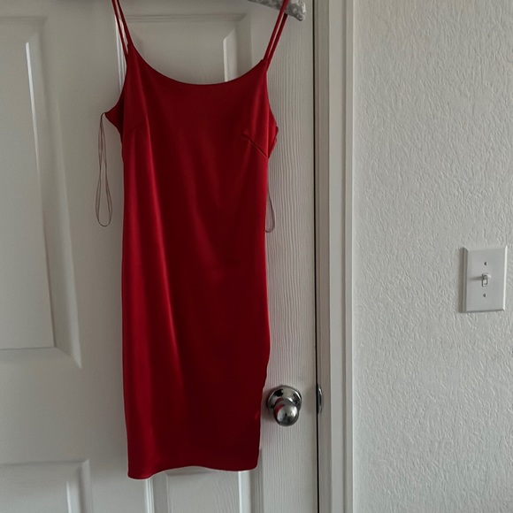 Red silk body con dress mini - Picture 1 of 2